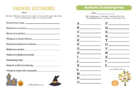 Halloween Scattergories Printable Game Making Life Blissful Easy