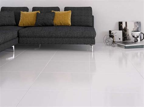Brilliant White Shiny Glazed Porcelain Floor Tile 600 X 600mm