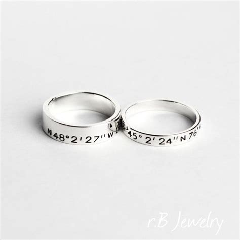 Long Distance Relationship Ring Coordinates Ring By Jewelryrb Couples Ring Set Coordinate
