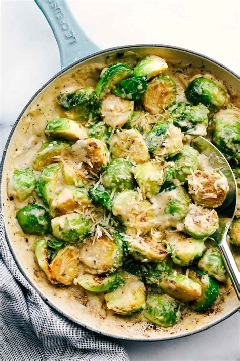 Creamy Parmesan Garlic Brussels Sprouts Recipe