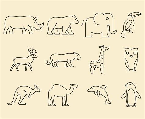 Zoo Animal Line Icons Vector Art And Graphics