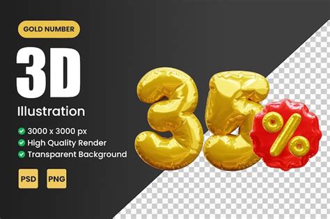 Premium Psd 3d Gold Number 35 Percent Discount