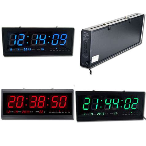 Modern & contemporary digital alarm clock. Red Large Modern Design Digital Led Wall Clock Watches 24 ...