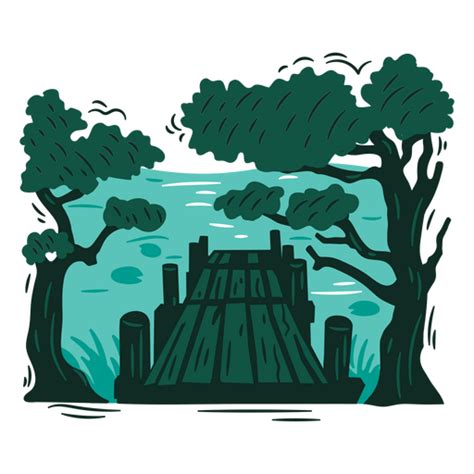 Dock Scene With Trees Png And Svg Design For T Shirts