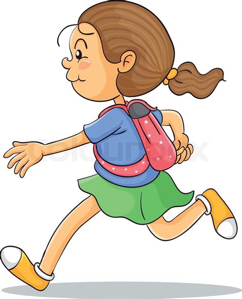 A Girl With School Bag Stock Vector Colourbox