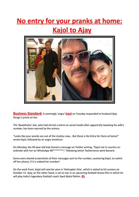 No Entry For Your Pranks At Home Kajol To Ajay By Mylucky137276 Issuu