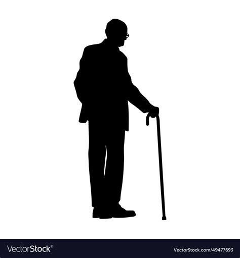 Old Man With Cane Silhouette Royalty Free Vector Image