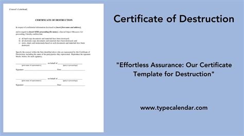 Free Printable Certificate Of Destruction Templates Excel Pdf Word