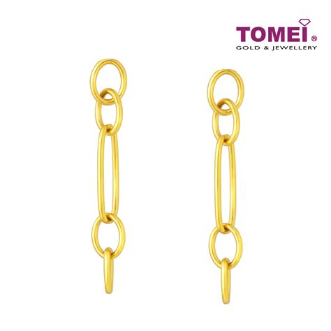 Tomei Lusso Italia Oval Dangling Earrings Yellow Gold 916