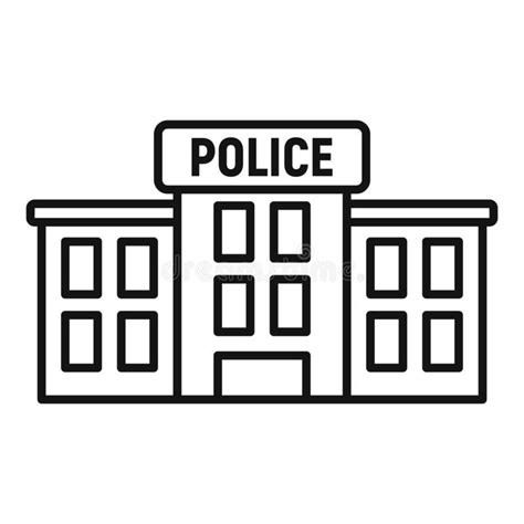 Estilo Do Contorno Do ícone Da Estação De Polícia Ilustração do Vetor