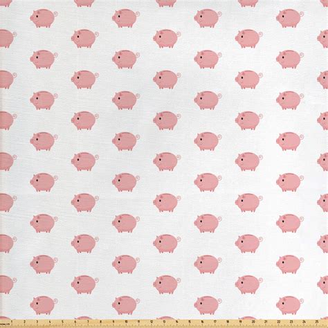 Pig Fabric By The Yard Concept Of Continued Piglet Silhouettes With