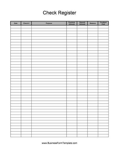 Checkbook Register Templates Free Printable Templatelab