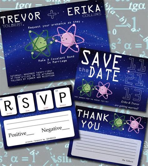 Nerdy Wedding Announcements Science Geek Wedding Invitation Set By
