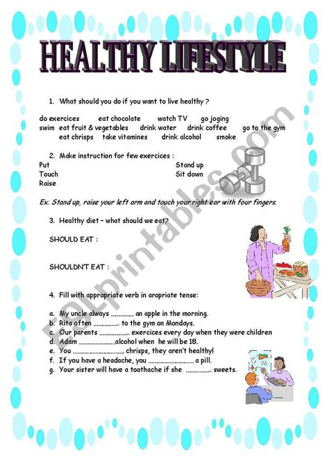 healthy lifestyle - ESL worksheet by kosobko