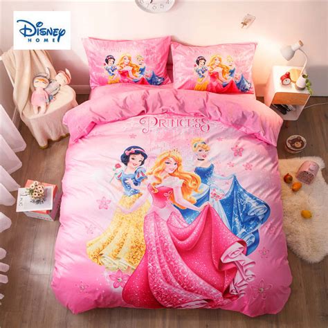 Pink Disney Princess Bedding Set Twin Size Comforter Duvet Covers For