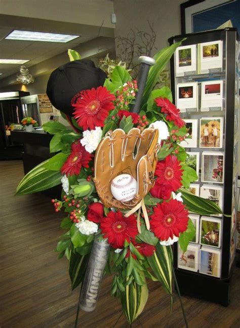 See more ideas about funeral flowers, funeral flower arrangements, memorial flowers. Baseball sympathy spray...I like the idea but the design ...