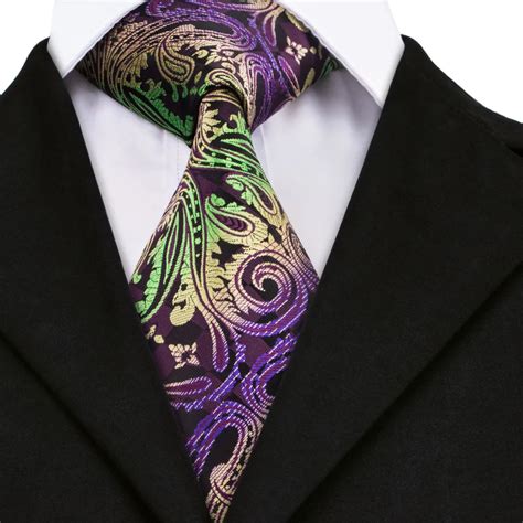 A 593 Mens Silk Tie Dark Purple Paisley Jacquard Necktie Formal