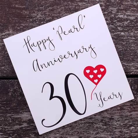 30th Wedding Anniversary Card Pearl Anniversary Red Heart