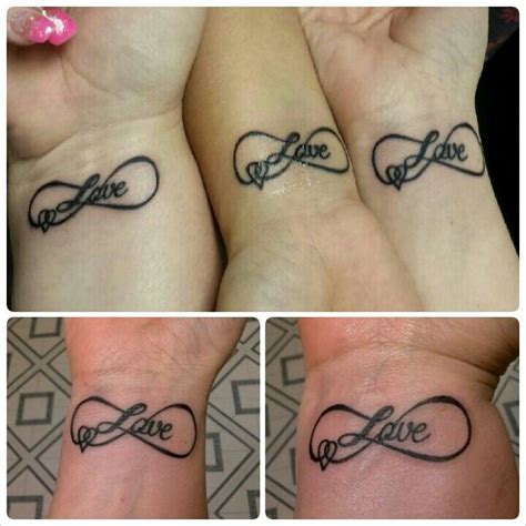 Sometimes, a simple word can say more than a picture when it comes to show your strong belief in love with a tattoo saying 'belief' with the 'b' styled as a red heart, right on your. "Love" tattoo! Complete with a heart, and infinity! One word to connect three ladies connected ...