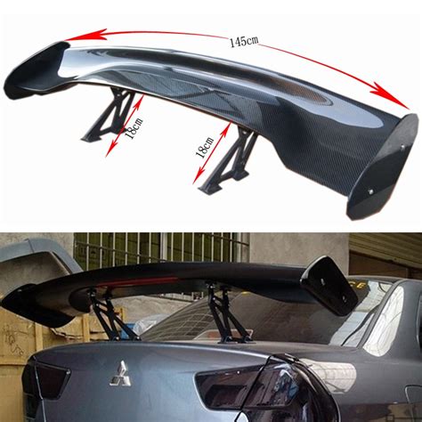 universal racing rear spoiler carbon fiber bat wing with 142cm length and 7 inch aluminium stand