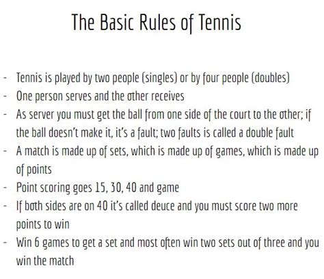 The Basic Rules Of Tennis Tennis Rules Play Tennis How To Play Tennis
