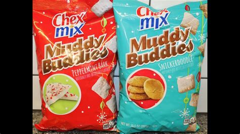 chex mix muddy buddies peppermint bark and snickerdoodle review youtube