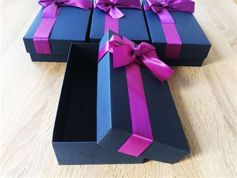 Navy Blue Boxes Boxes With Lid Boxes With A Ribbon Elegant Etsy