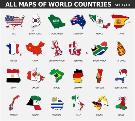 All Maps Of World Countries And Flags Set 1 Of 10 Collection Of