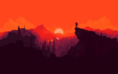 Person Standing On Mountain Cliff Painting Illustration Landscape