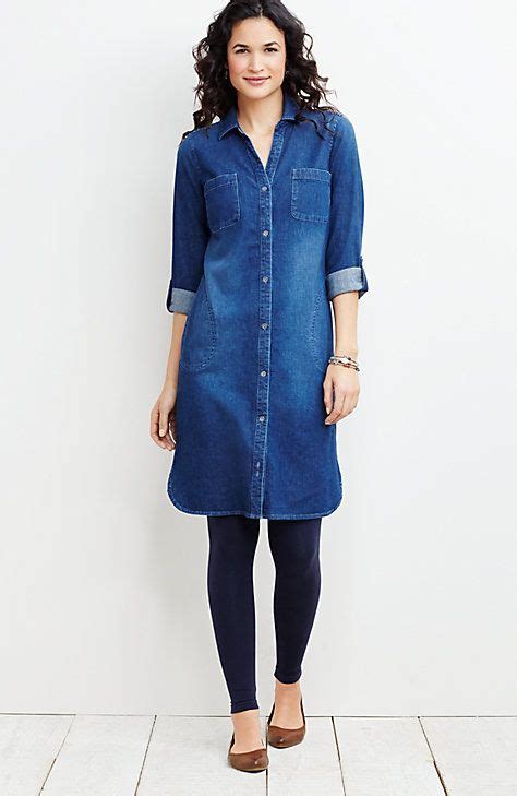 Denim Shirtdress Denim Outfit Dresses With Leggings