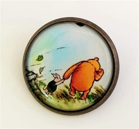 Winnie The Pooh And Piglet Brooch Badge Pin Disney Themed Vintage Style