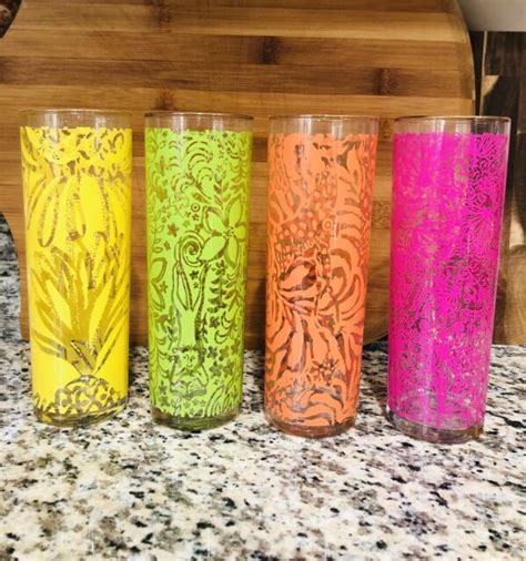 Lilly Pulitzer Target Xxo Collection Set 4 Glass Tumblers Drink