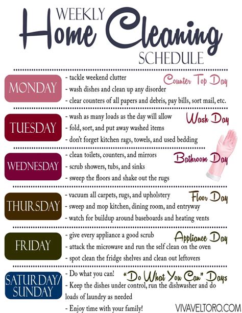 A Quick And Efficient Home Cleaning Routine Printable Cleaning Schedule