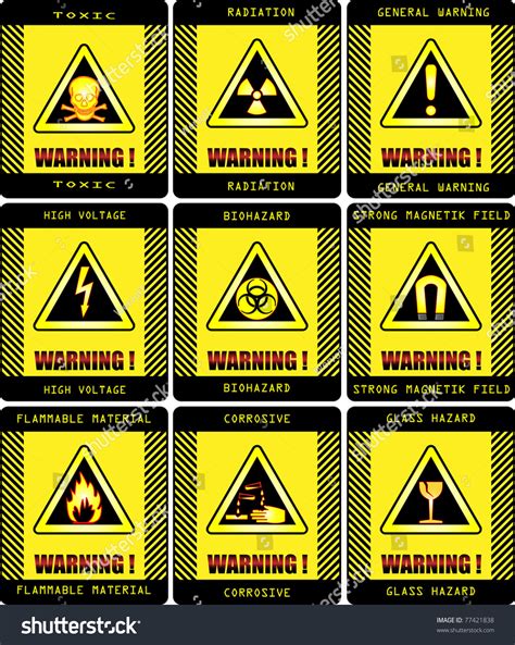 Labels Set Of Warning Signs Vector Work 77421838 Shutterstock