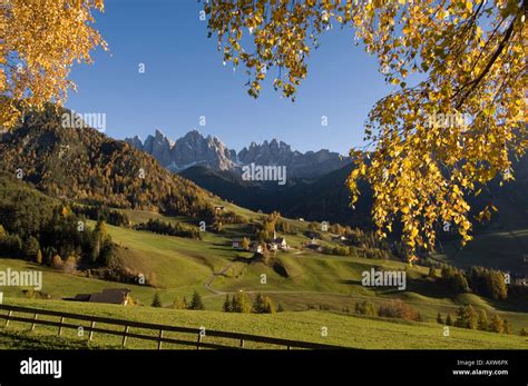 Funes Valley Santa Maddalena In Autumn Hi Res Stock Photography And
