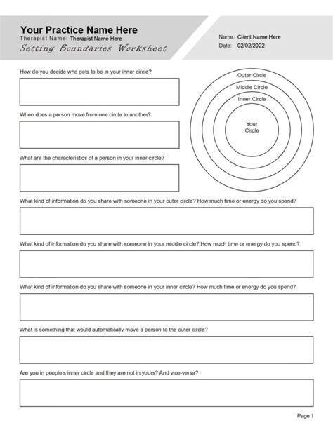 Boundaries Circle Worksheet