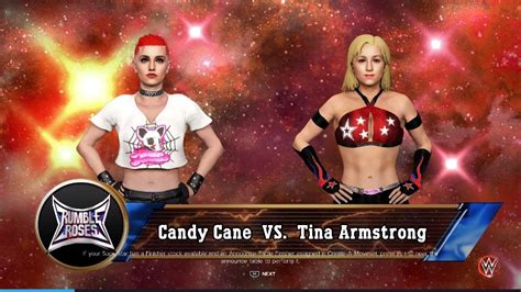 Wwe 2k23 Rumble Roses Championship Tournament ‘23 R1 M3 Candy Cane Vs Tina Armstrong Youtube