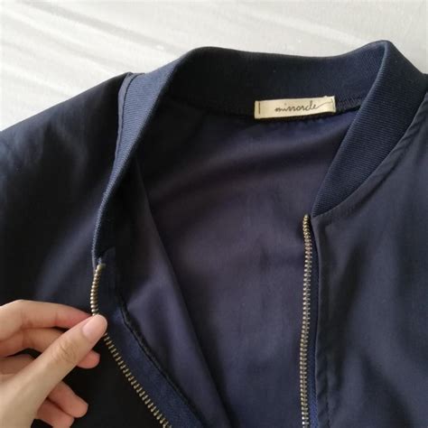 Navy Blue Bomber Jacket Womens Fashion Clothes Outerwear On Carousell