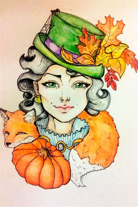 New users enjoy 60% off. A woman with a tall hat a Fox and a pumpkin - ideas what ...