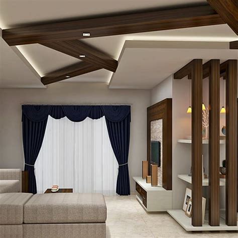 Wooden Modern False Ceiling Design For Living Room