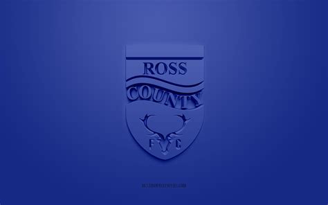 Download Wallpapers Ross County Fc Creative 3d Logo Blue Background