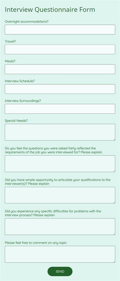 Interview Questionnaire Form Template 123formbuilder