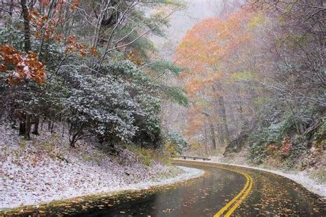 Autumn Meets Winter First Snowflurries Of The Season In North Carolina
