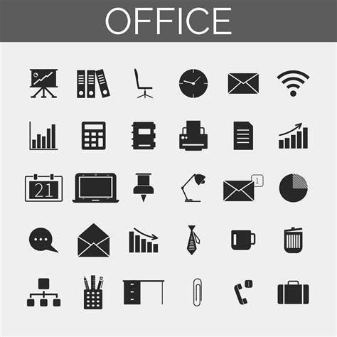 Business And Office Icons Set Trendy Silhouette Icons For Web And