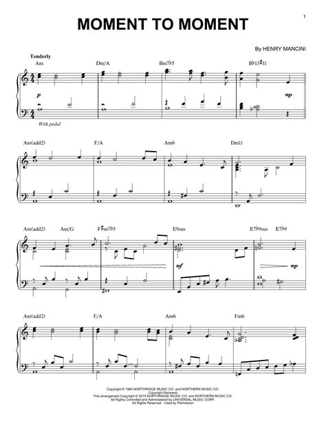 Henry Mancini Moment To Moment Jazz Version Arr Brent Edstrom Sheet Music And Chords For