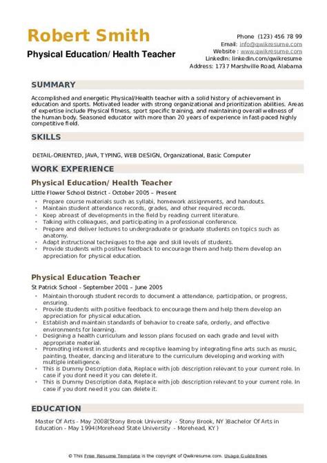 Become an online (english) teacher with no experience or degree with one of these platforms! Cv For Physical Education Teacher Resume Example Objective ...
