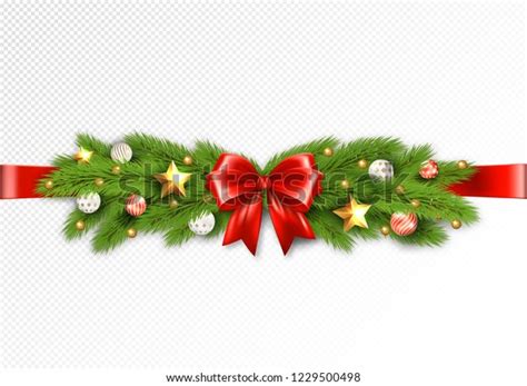 Detailed Christmas Garland On Transparent Background Stock Vector