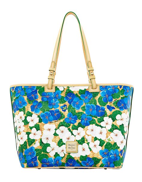 Lyst Dooney And Bourke Floral Coated Cotton Leisure Tote Bag In Blue