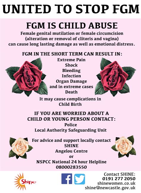 The procedure has no health benefits. Female Genital Mutilation (FGM) — Shine Women