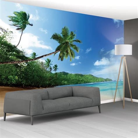 1wall Tropical Beach Sea Palm Trees Exotic Mural Wallpaper 366cm X 232cm